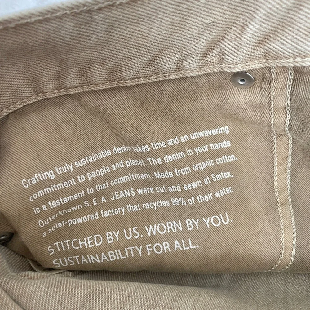 Outerknown SEA Jeans Drifter Tapered Fit‎ Beige Tan Organic Cotton Pants 33x30